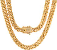 STEELTIME Men's 18k Gold Plated Curb Chain Necklace
