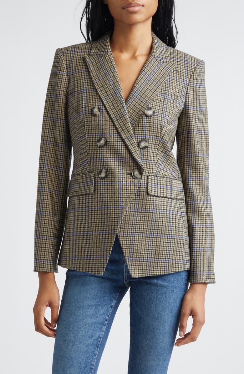 Veronica Beard Miller Houndstooth Check Dickey Jacket, Main, color, Moss Brown Multi