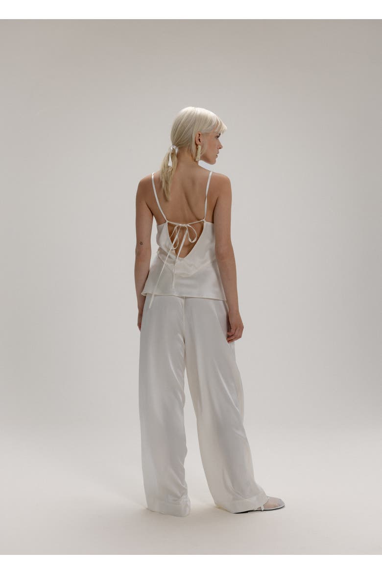 V-Neck Sleeveless Silk Blouse, Alternate, color, Milk White