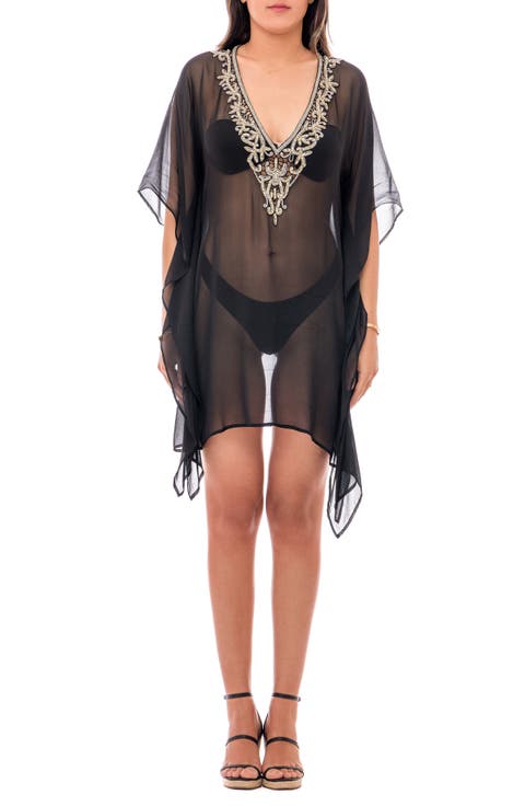 Sequin Embellished Slit Poncho