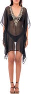 RANEES Sequin Embellished Slit Poncho