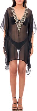RANEES Sequin Embellished Slit Poncho