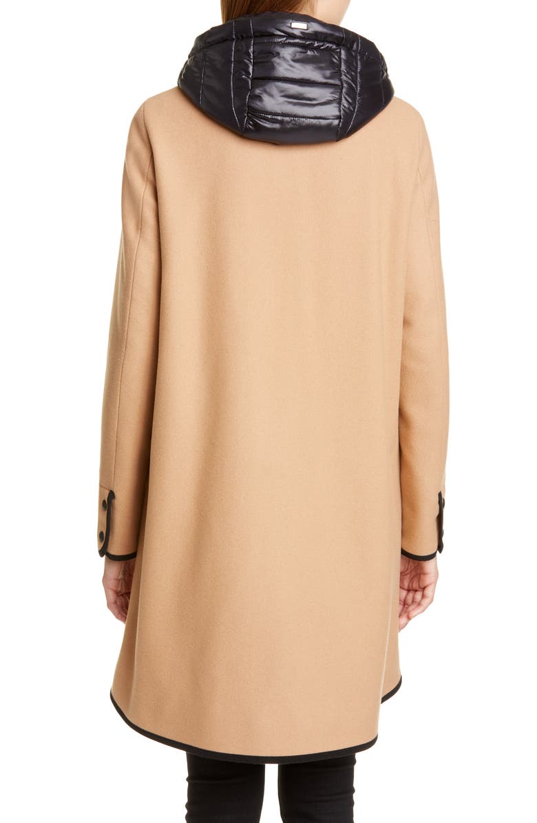 Herno Contrast Trim A-Line Coat with Removable Windblocker, Alternate, color,