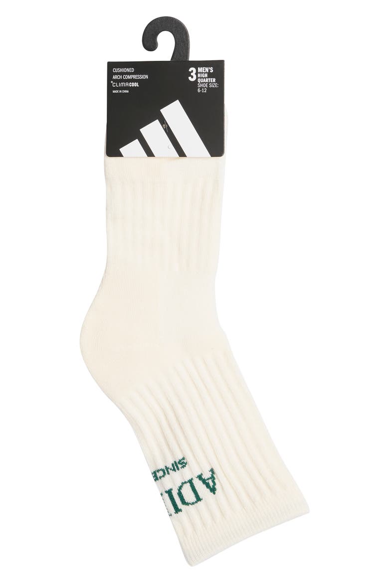 Cushioned Sport 5.0 3-Pack Quarter Crew Socks, Alternate, color, WONDER WHITE/ GREY/ GREEN