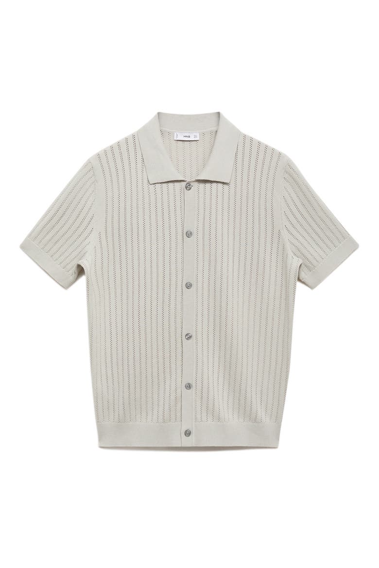 Pointelle Polo Sweater, Alternate, color, ICE GREY