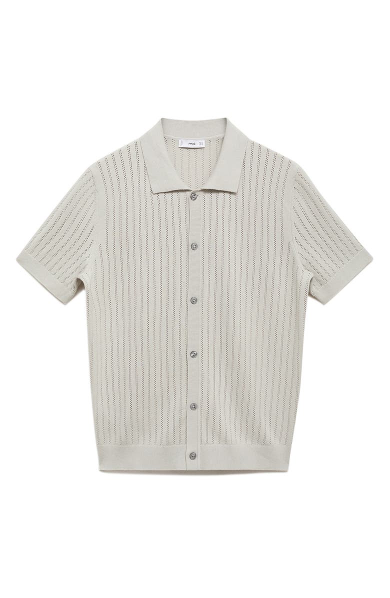 MANGO Pointelle Polo Sweater, Alternate, color, Ice Grey