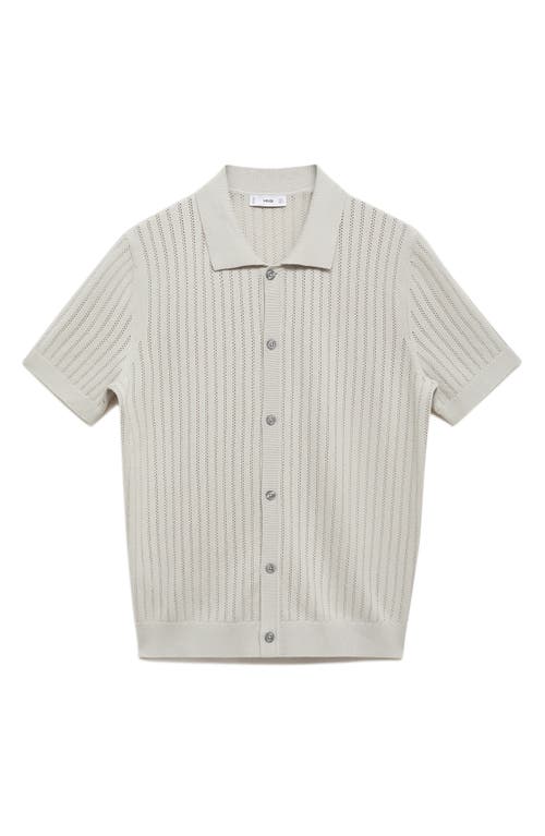 Mango Pointelle Polo Sweater In Gray