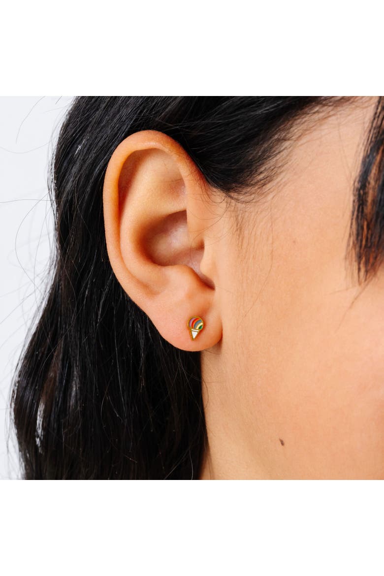 Girls' Snowcone Flatback Stud Hypoallergenic Earrings, Alternate, color, Multi