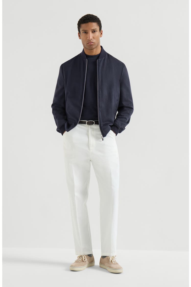 Lightweight cashmere flannel bomber jacket, Alternate, color, Navy Blue