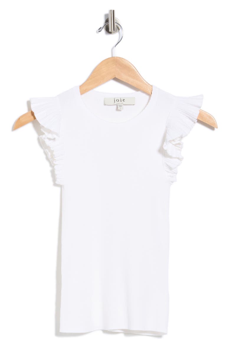Sleeveless Scalloped Flutter Sleeve Top, Alternate, color, CHALK WHITE