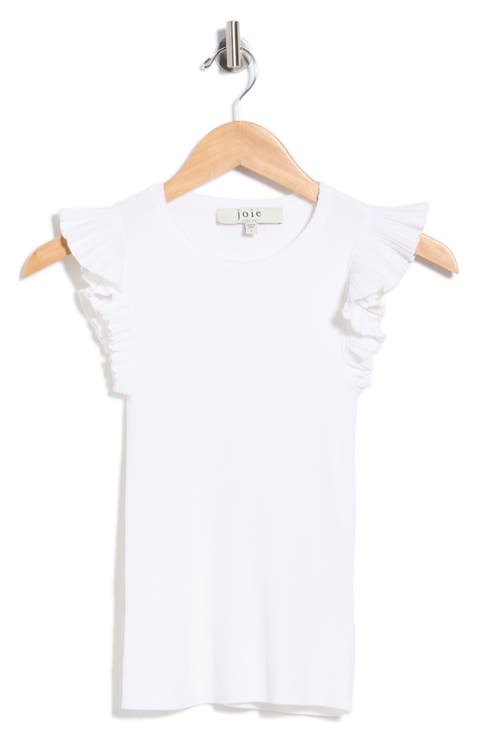 Sleeveless Scalloped Flutter Sleeve Top