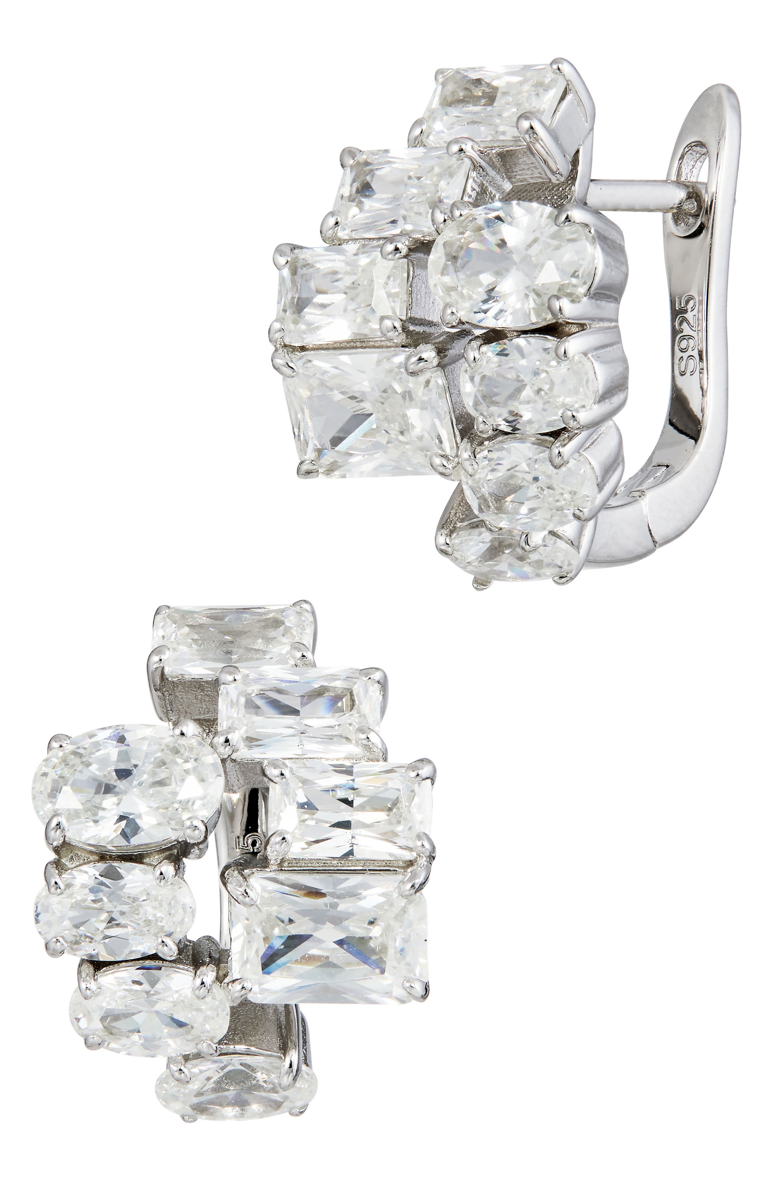 SAVVY CIE JEWELS Cubic Zirconia Cluster Lever Back Earrings