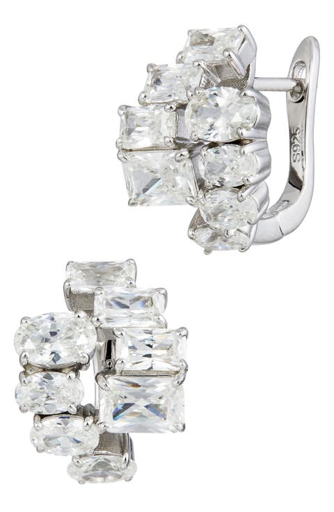 Cubic Zirconia Cluster Lever Back Earrings