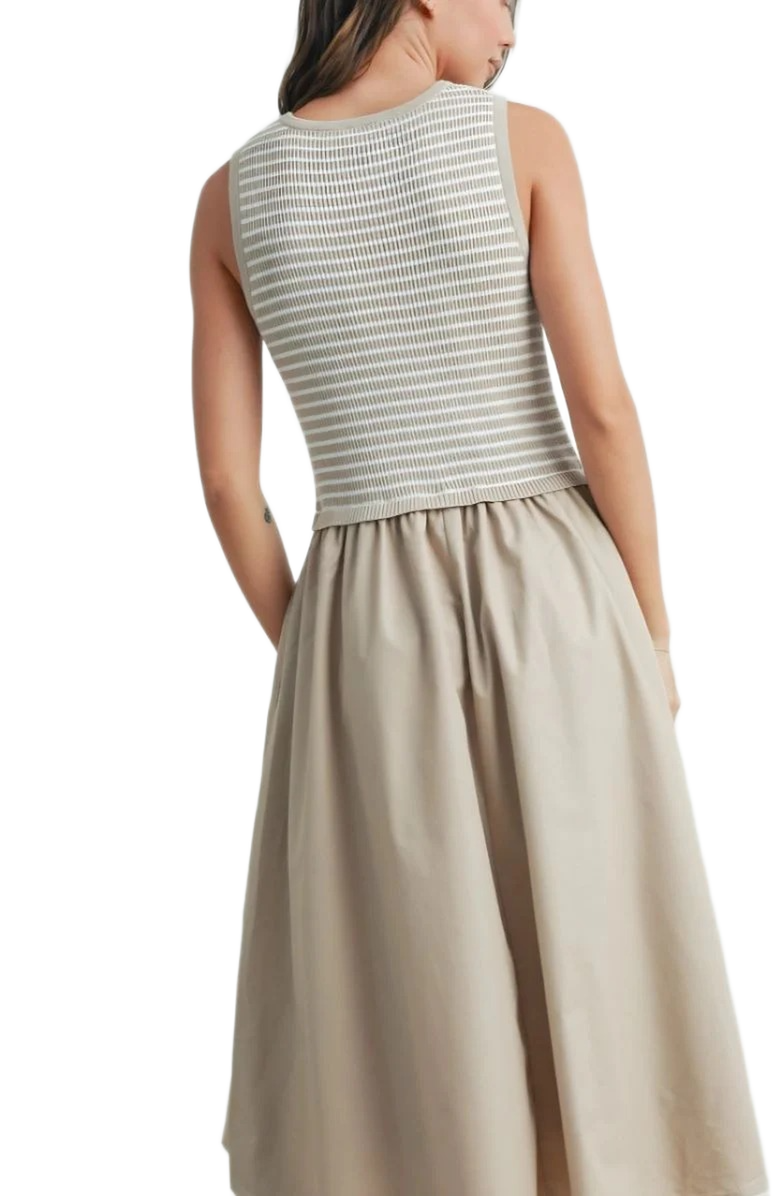Knit and Lounge Sleeveless Maxi Dress with Textured Knit Bodice, Alternate, color, 