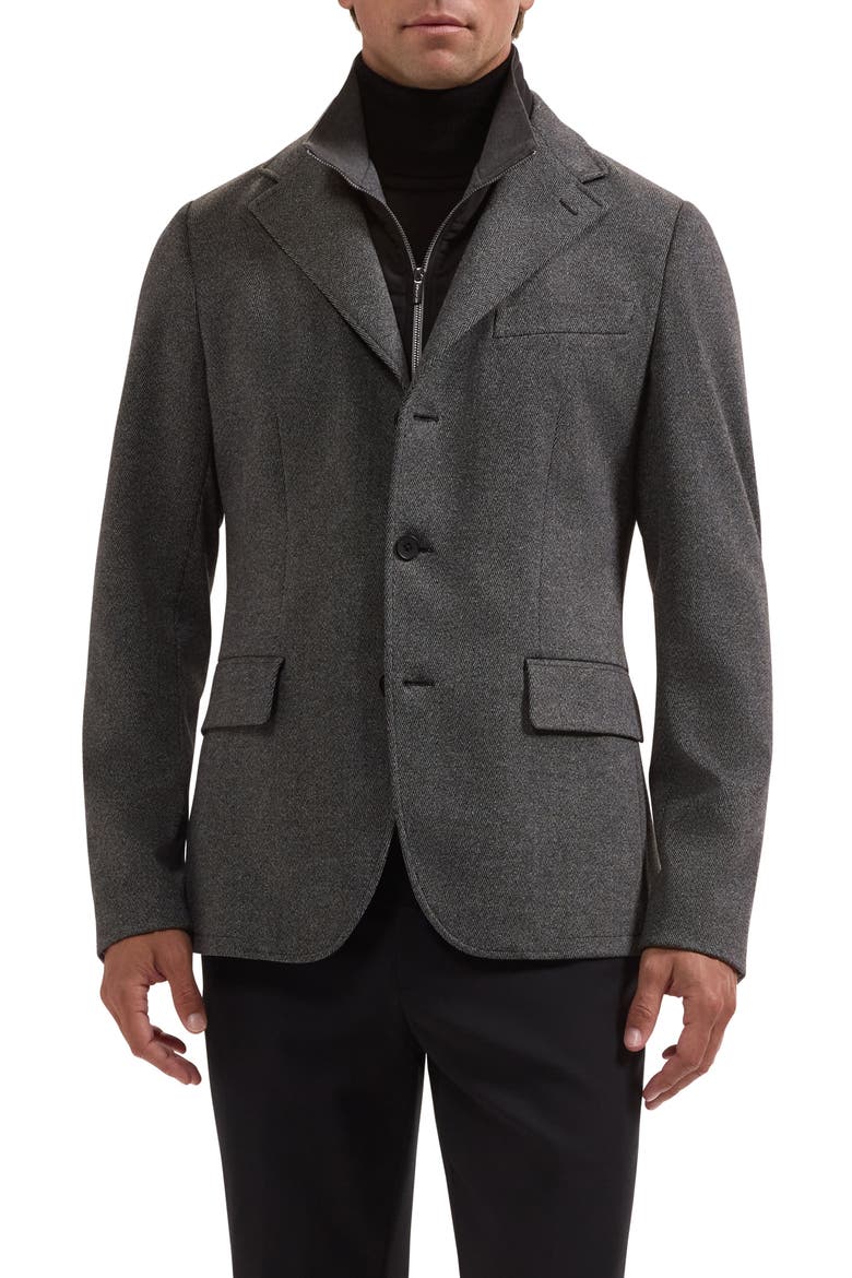 Three Button Blazer with Bib, Main, color, ZINC