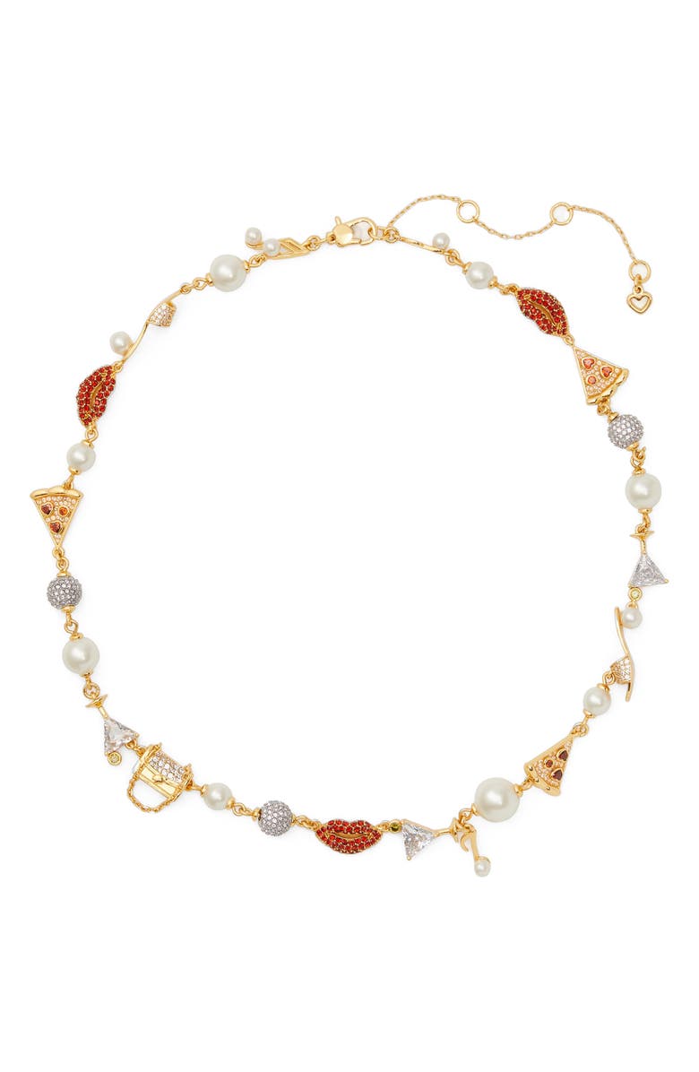 Kate Spade New York crystal statement charm necklace, Main, color,