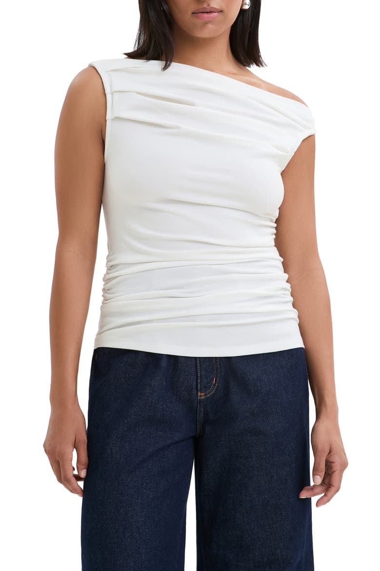 Cooper Boat Neck Ruched Tank, Main, color, OFF WHITE