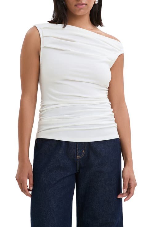 Cooper Boat Neck Ruched Tank