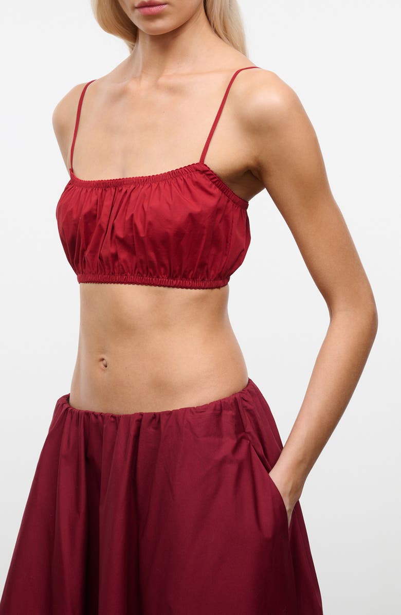 STAUD Fiore Stretch Cotton Bralette Top, Alternate, color, Rouge