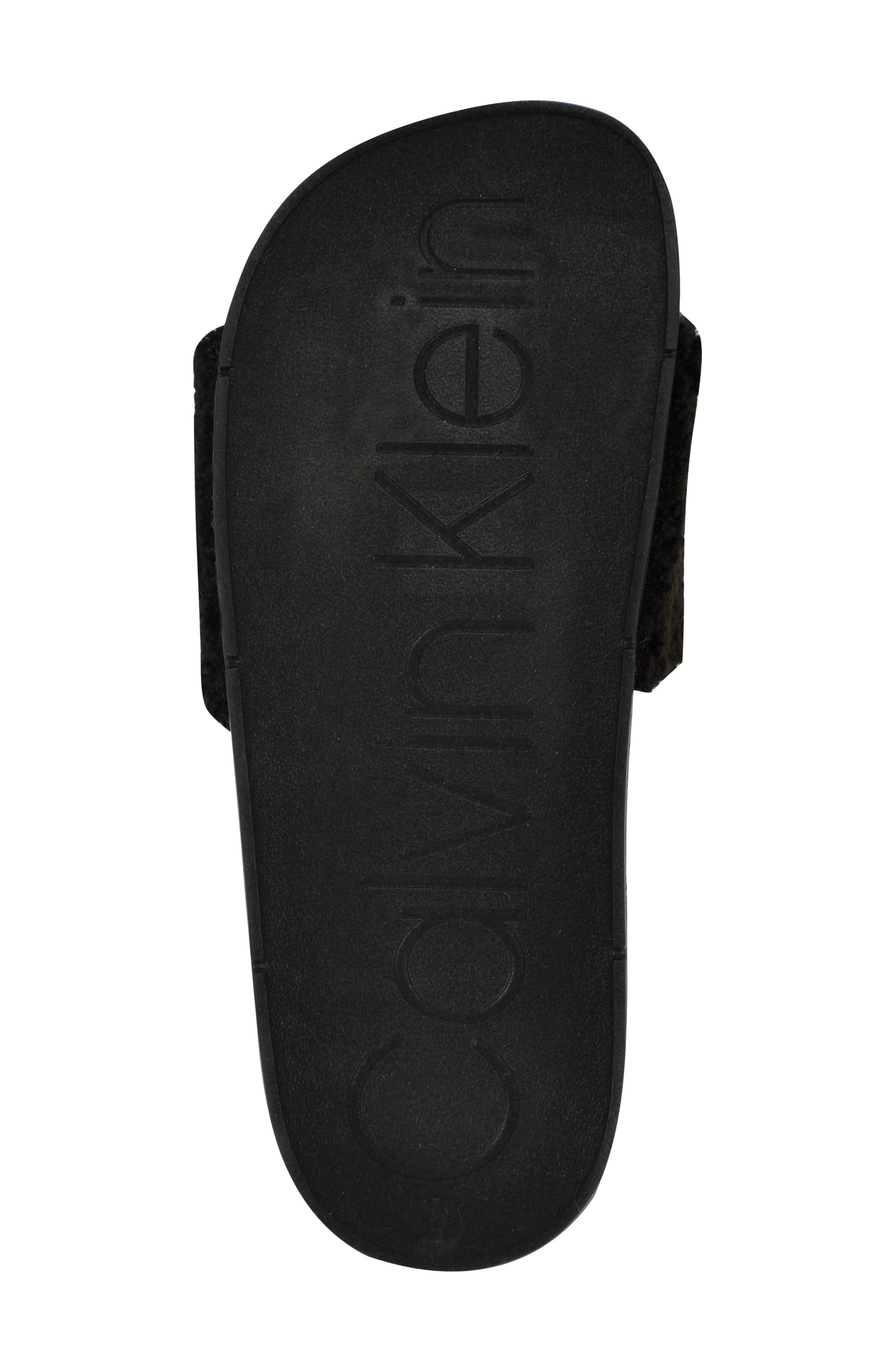 Ahva Faux Fur Slide Sandal, Alternate, color, BLACK