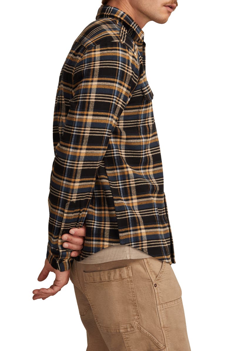 Lucky Brand Cloud Soft Plaid Flannel Button-Up Shirt, Alternate, color, Dark Black Mutli