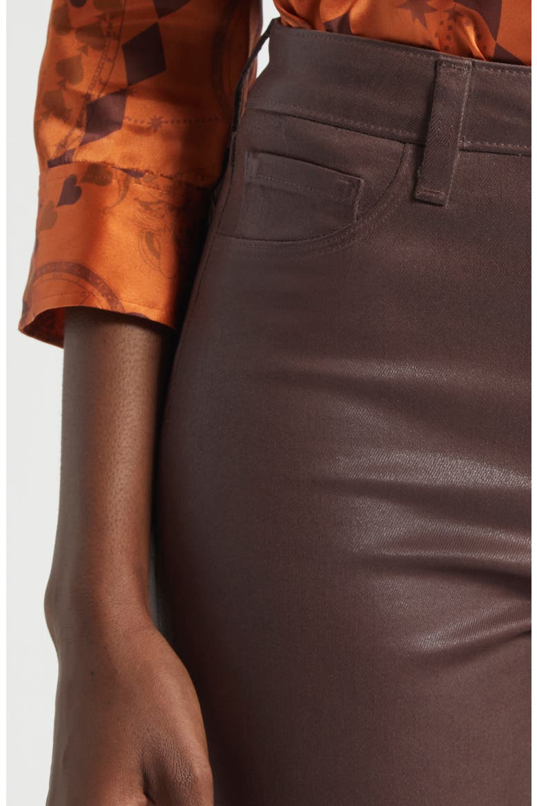 Kendra Coated High Waist Crop Flare Jeans, Alternate, color, CHOCOLATE COATED