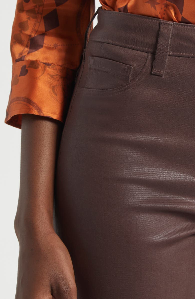 L
AGENCE Kendra Coated High Waist Crop Flare Jeans, Alternate, color, Chocolate Coated