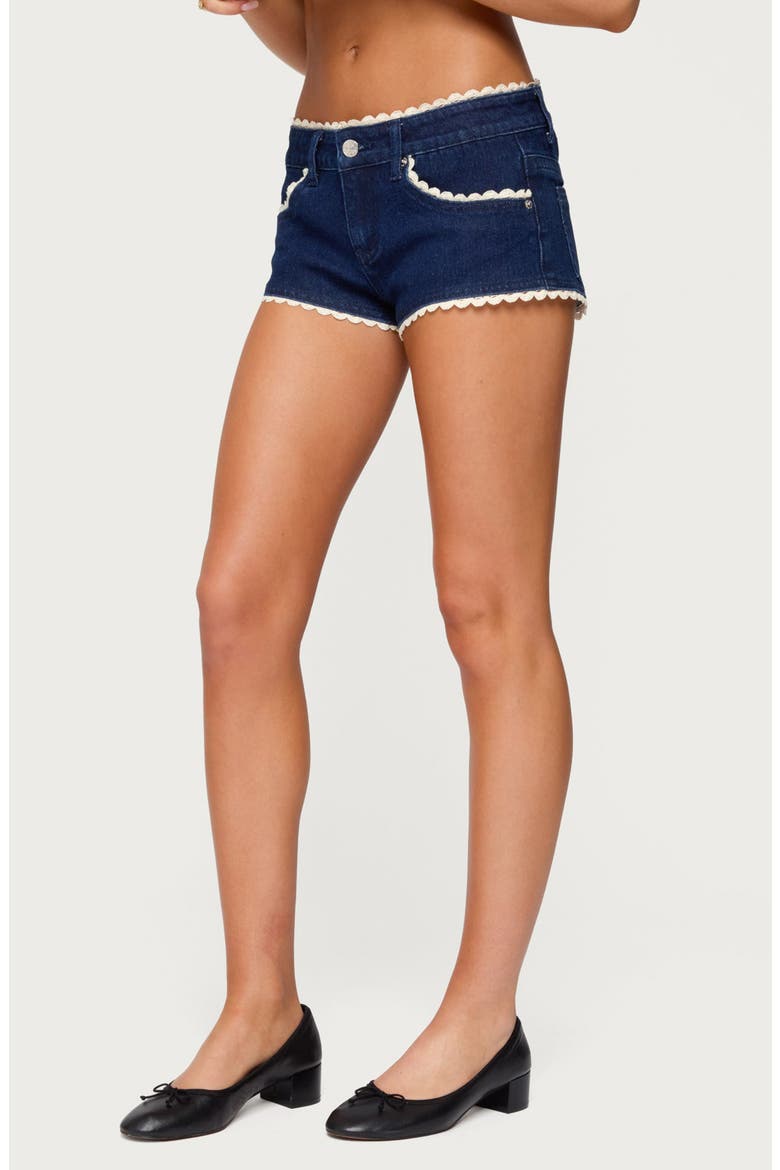 Maye Contrast Trim Denim Shorts, Alternate, color, DARK-BLUE