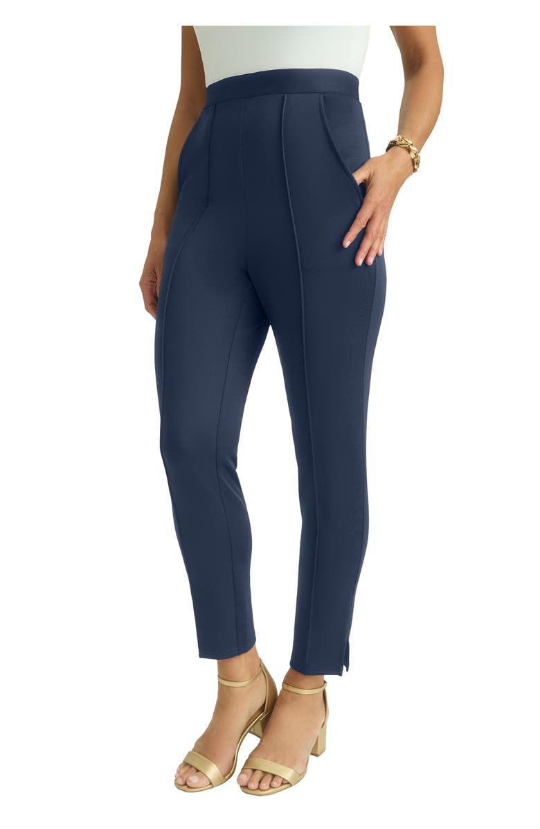 Jessica London PerfectEase Slim Straight Pant, Main, color, Navy