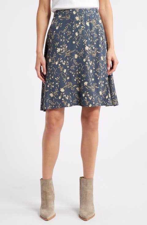 Floral Button Wrap Skirt