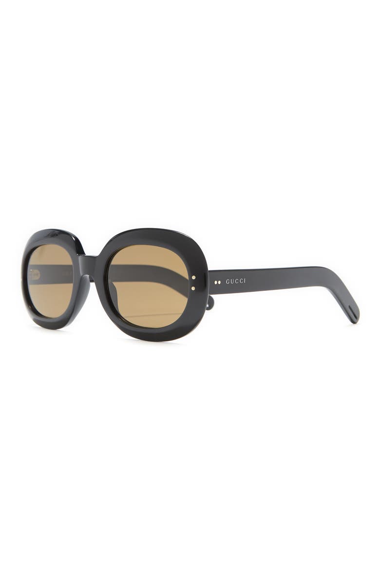 56mm Oval Frame Sunglasses, Alternate, color, BLACK BLACK BROWN