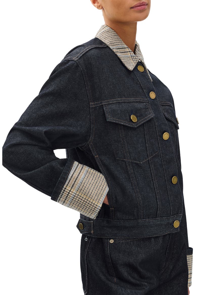 Harriet Contrast Print Denim Trucker Jacket, Alternate, color, TWRCO