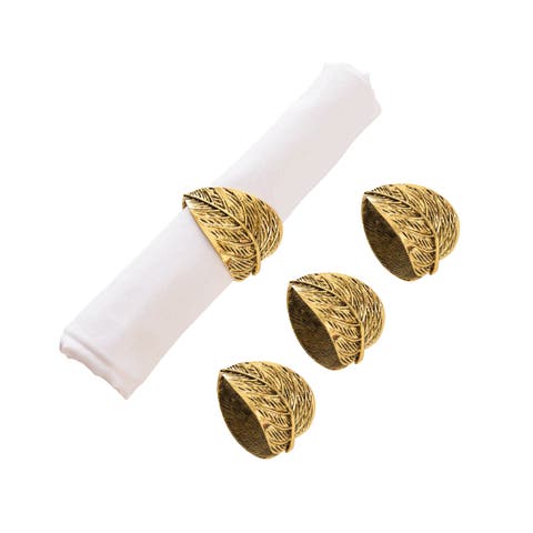 Light Gold Leaf Napkin Rings Set of 4