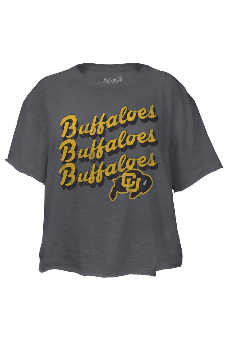 Women's Original Retro Brand Charcoal Colorado Buffaloes Buffaloes Script Slub Cropped T-Shirt, Main, color, Charcoal