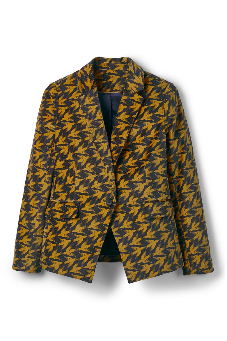 Stretch Velvet Blazer, Alternate, color, TRUMPET DIAGONAL BIRDS