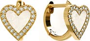 GABI RIELLE CZ Halo Mother of Pearl Heart Stud Earrings