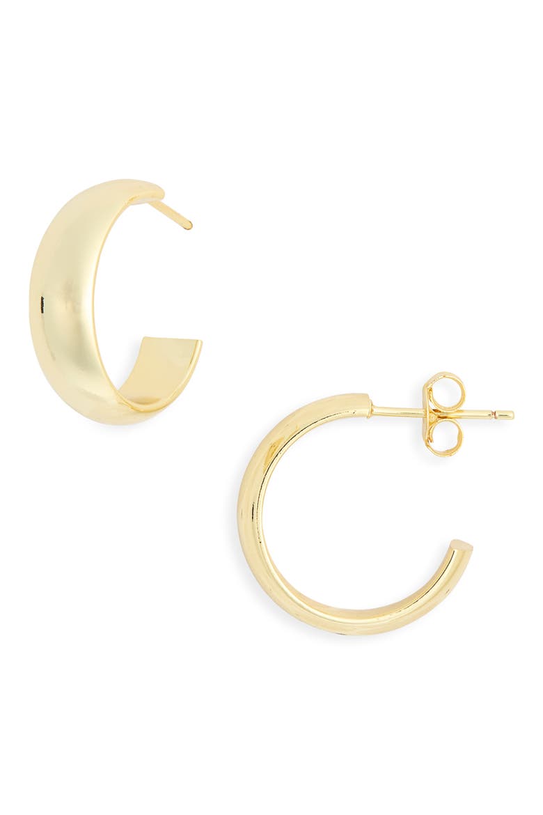 Ribbon Huggie Hoop Earrings, Main, color, GOLD