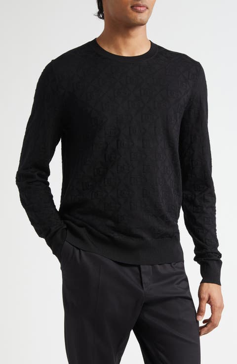 Logo Jacquard Silk Crewneck Sweater