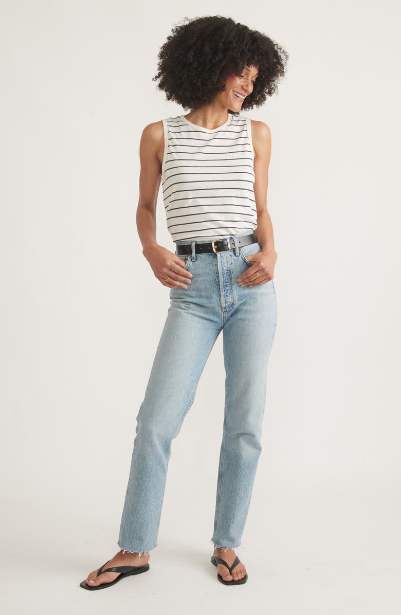 Marine Layer Stripe Hemp & Cotton Tank, Alternate, color, Black/ White Stripe