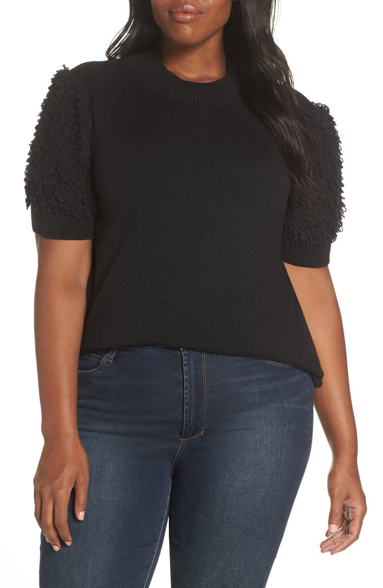 CeCe Poodle Sleeve Mock Neck Sweater, Alternate, color,