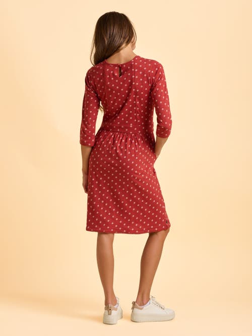 Brakeburn Freya 3/4 Sleeve Embroidered Midi Dress In Red