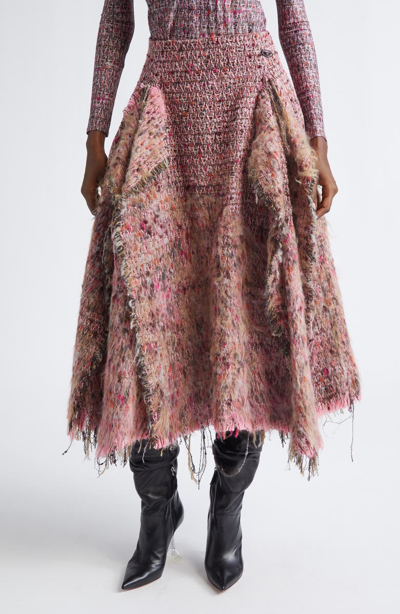 DIESEL<sup>®</sup> O-Riella Deconstructed Bouclé Midi Skirt, Main, color, Fuschia