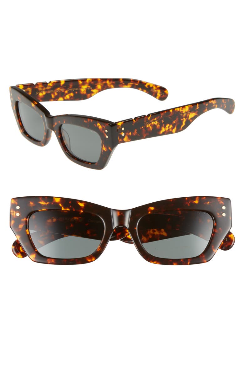 Bec & Bridge Petite Amour 50mm Sunglasses, Main, color, DK TORT SOLID GRN LENSES