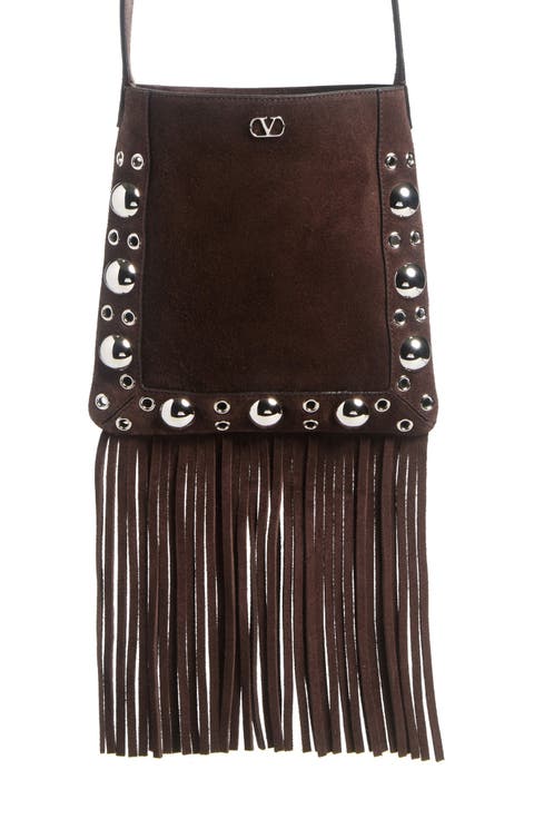 Small Nellcôte Fringe Stud Suede Crossbody Bag
