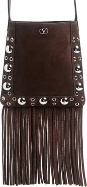 Valentino Garavani Small Nellcôte Fringe Stud Suede Crossbody Bag