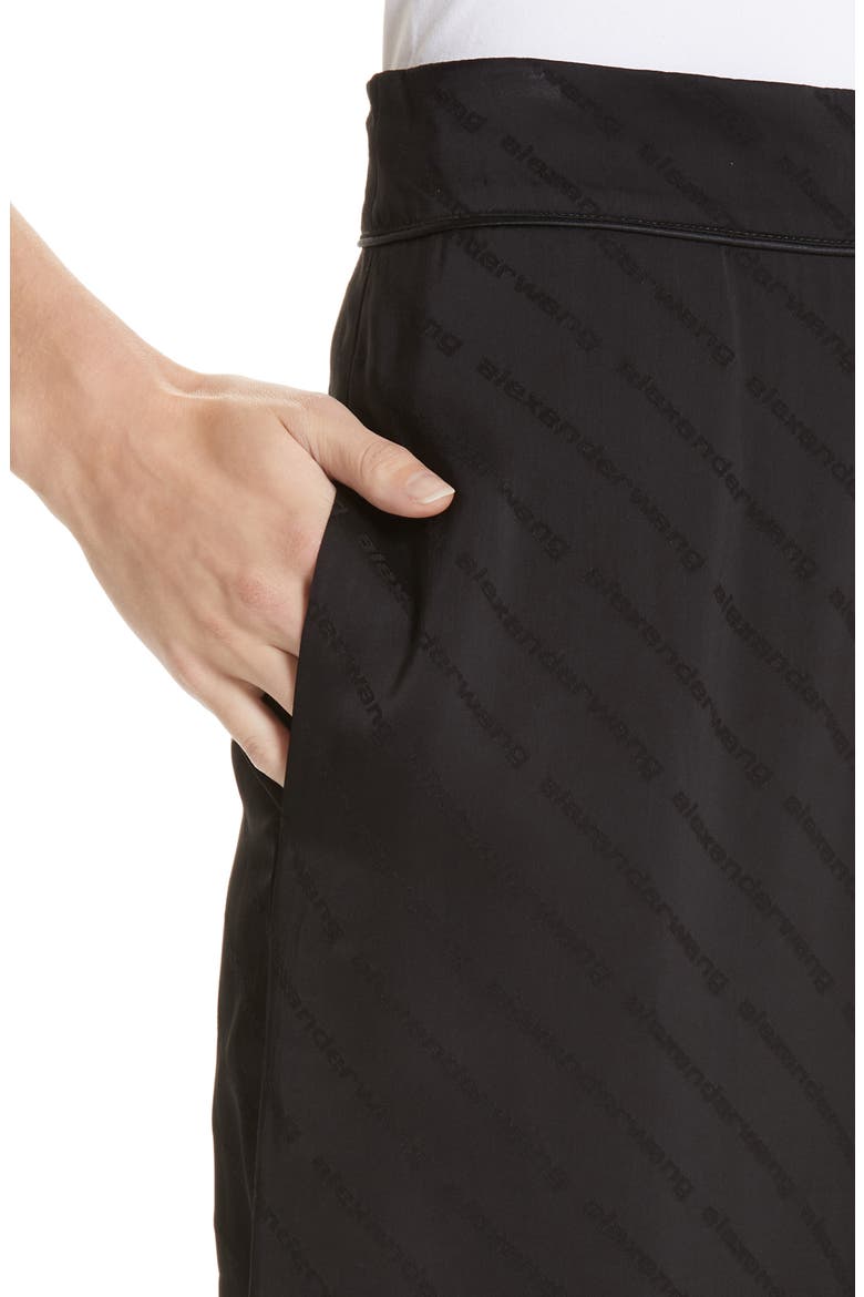 Logo Jacquard Wide Leg Pajama Pants, Alternate, color, BLACK