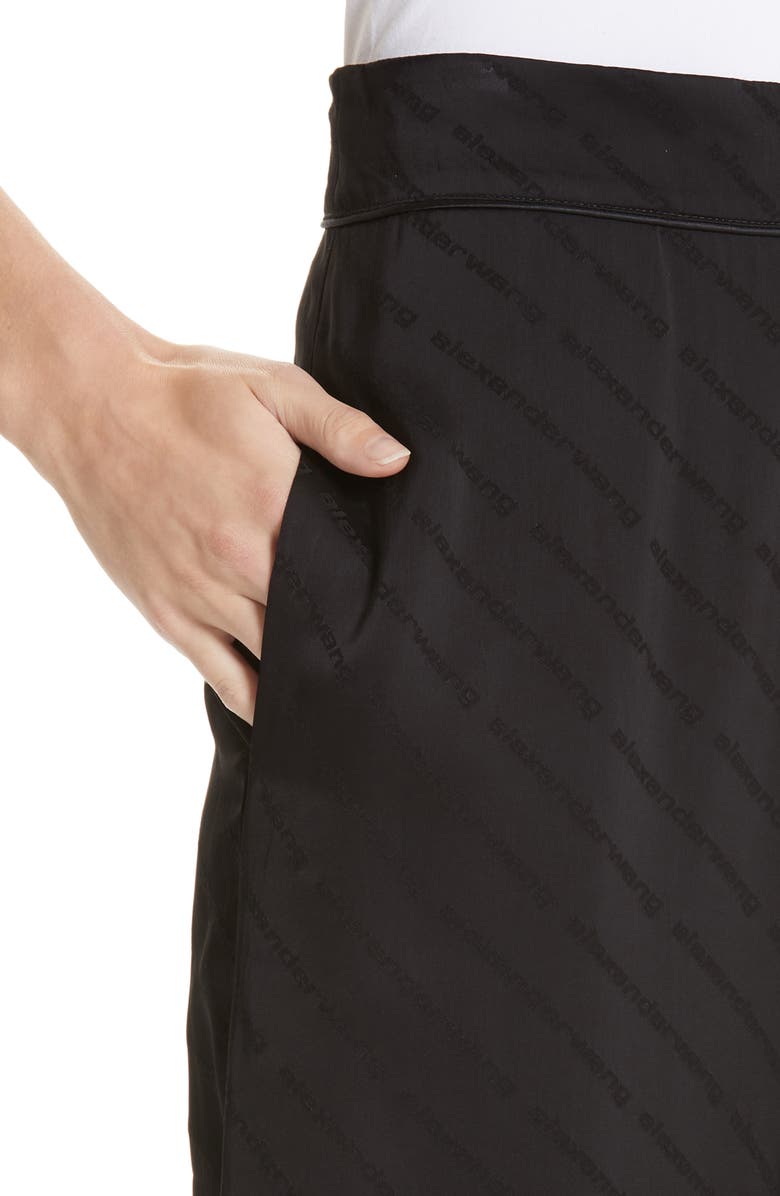 Alexander Wang Logo Jacquard Wide Leg Pajama Pants, Alternate, color,