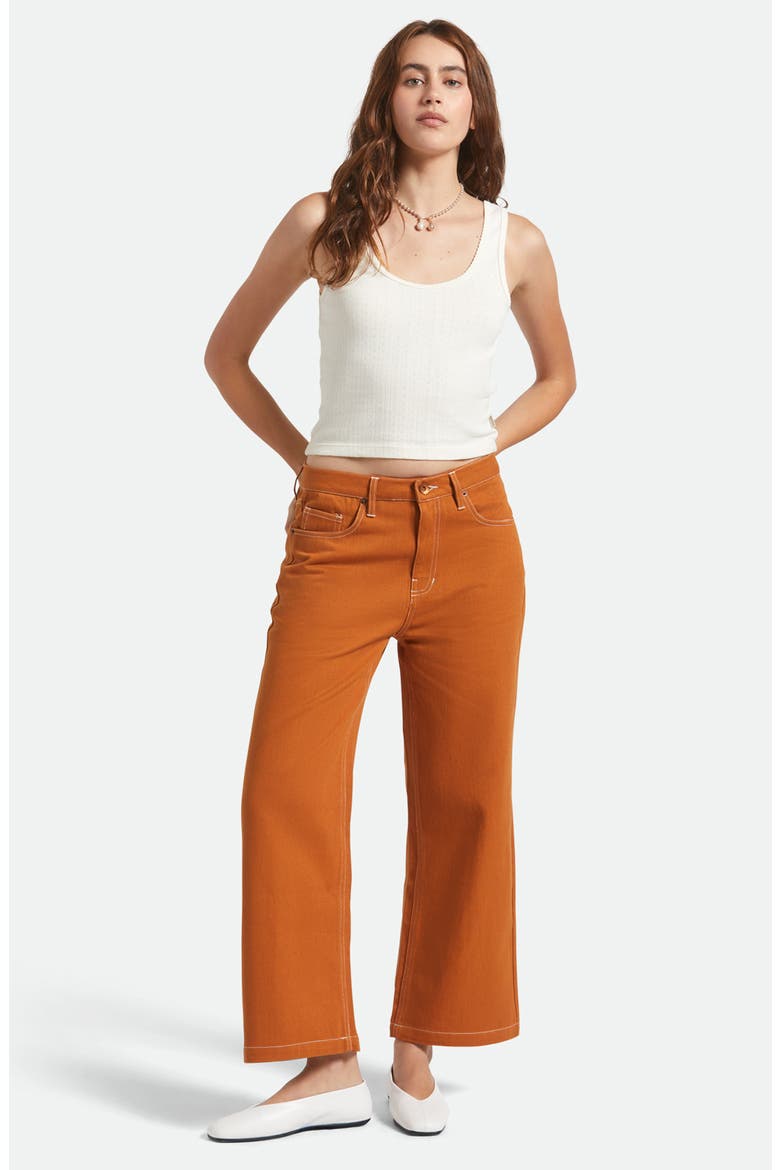 Margo Textured Cotton Crop Straight Leg Pants, Alternate, color, RUSTIC CARAMEL