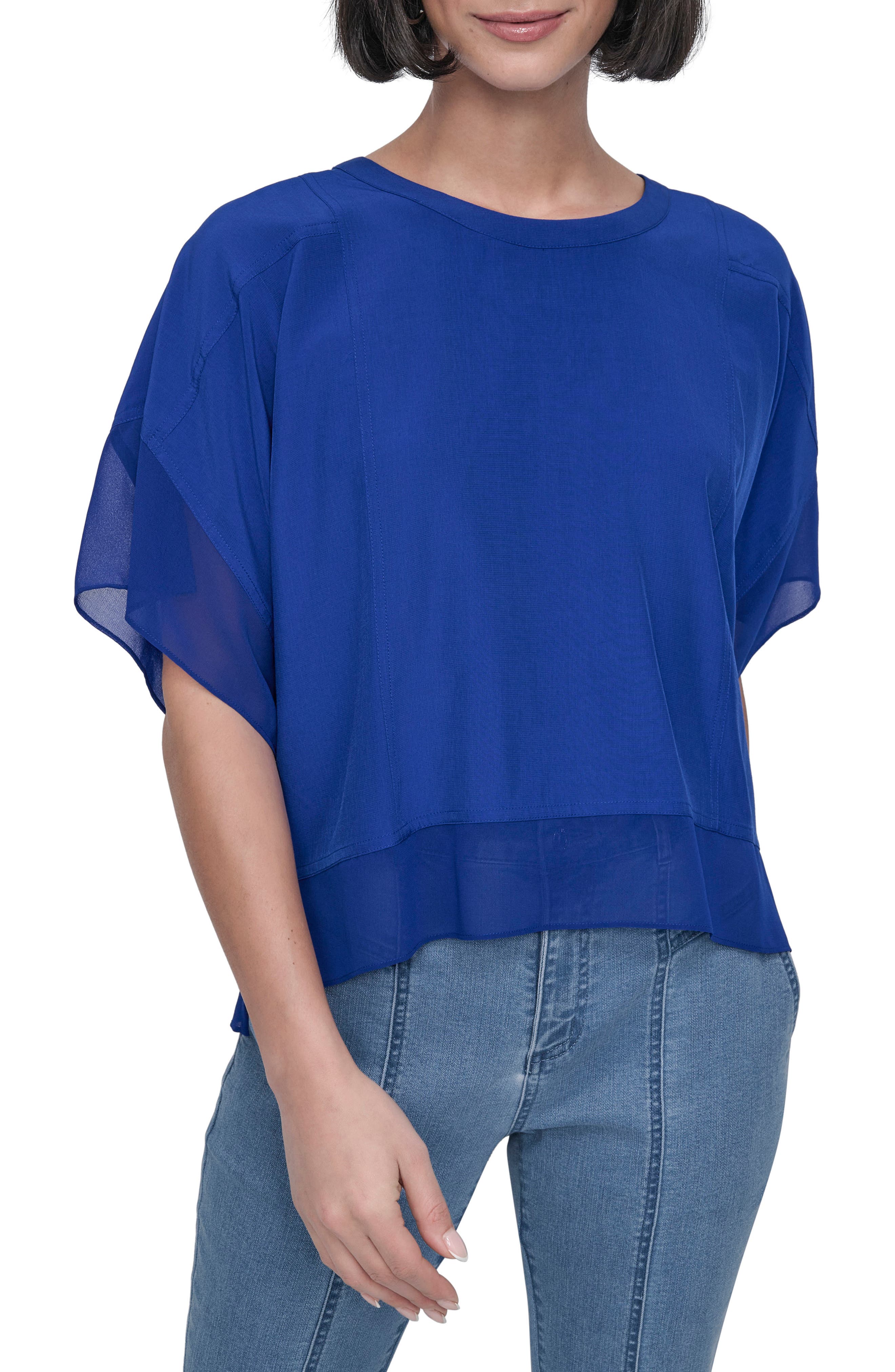 DKNY Mixed Media Dolman Sleeve Top