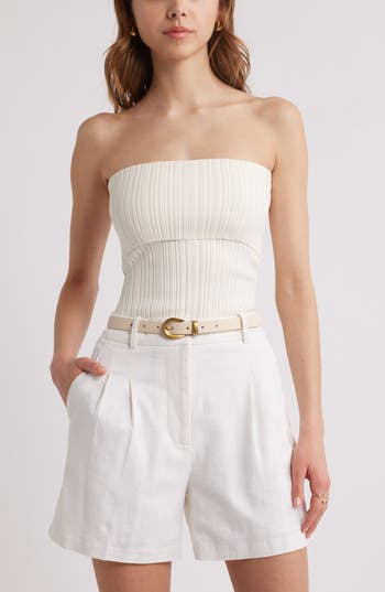 Open Edit Rib Tube Top In White